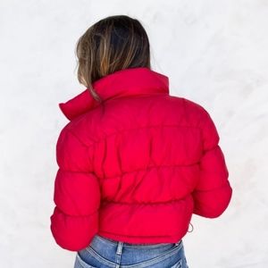 Ruby Red Puffer Coat